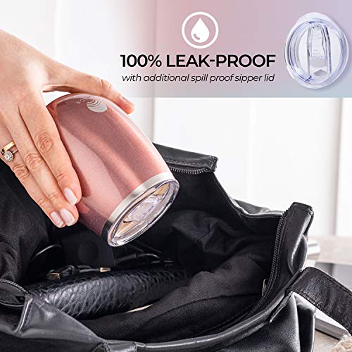 Albor Triple Insulated Wine Tumbler with Lid Stainless Steel 12 Oz Tumbler Rose Gold (8 Pack)