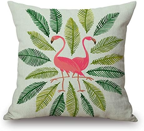 Happy Cool 22"x 22" Simple Flower Leaves Home Office Indoor Decorative Dinning Room Kitchen Chair Seat Sofa Chair Seat Back Case Home Pillowcase Cover with Insert For Family Room B-Flamingo