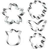 GSHLLO 5 Pcs Flower Shaped Dough Cutter Butterfly Biscuit Cutters Small Tulip Cookie Cutter Vegetable Baking Molds Cute Fondant Molds for Holiday Birthday