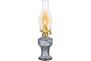 SYOENK Vintage Oil Lamp Lantern 12.6'' Rustic Clear Glass Kerosene Lamp Lantern Chamber Oil Lamps for Indoor Use Home Decor Lighting Hurricane lamp Classic Old Oil Lantern (Grey), White