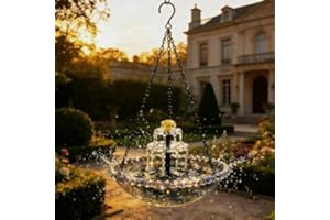 Hanging Bird Bath with Solar Fountain Cascade Powered Birdbath Water Fountain Pumps Dispenser Outdoors Decor Hummingbird Bath