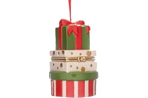 HOLIDAY PEAK Stacked Presents Trinket Box– Surprise Ornament Box Fill to Gift Money, Jewelry, Engagement Ring