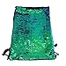 ZTMY Glitter Sequins Backpack Drawstring Backpack Sackpack Outdoor Shoulder Bag for Travel Shopping Sport (Green Black)