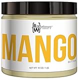 Raw, Unrefined Mango Butter, 16oz, 1 lb | 100 Percent Pure and Organic with Zero Additives, Cruelty Free | For Skin, Hair & DIY
