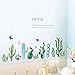 Removable Pastoral Fresh Creative DIY Plant Cactus Wall Stickers Flower with Butterfly Peel & Stick Wall Decals for Girls Bedroom Nursery Room Dormitory Living Room Wall Corner Home Walls Decoration