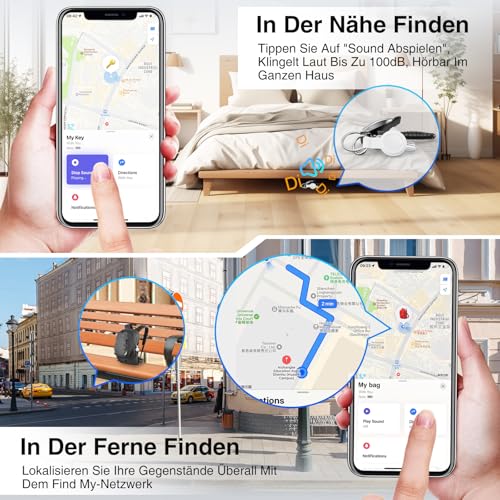 GPS Tracker Tag Pack of 2 – Smart Tag Compatible with Apple Where is? (iOS Only) with Protective Case, Waterproof Item Finder, Bluetooth Key Finder for Wallet, Luggage, Replaceable Battery