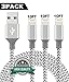 Youer Lightning Cable 3Pack 10FT Nylon Braided Certified iPhone Cable USB Cord Charging Charger for Apple iPhone 8, X, 7, 7 Plus, 6, 6s, 6+, 5, 5c, 5s, SE, iPad, iPod Nano, Touch (Grey White)