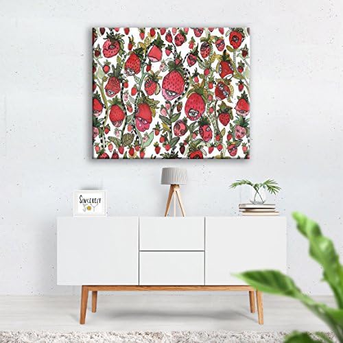 Strawberry Friends Abstract Wall Art Original Fruit Faces Painting