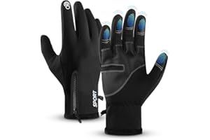 AURUZA Winter Gloves Men Women, Zipper Cycling Gloves Touch Screen, Windproof Warm Gloves Cold Weather