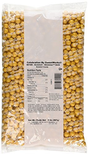 Sweetworks sixlets shimmer, gold, 2 pound