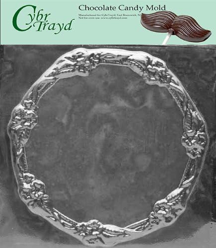 Cybrtrayd Life of the Party D306 Flower Bordered Plate Dish Chocolate Candy Mold in Sealed Protective Poly Bag Imprinted with Copyrighted Cybrtrayd Molding Instructions