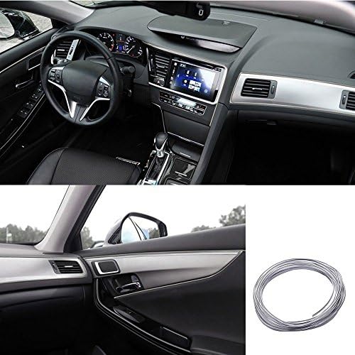 Car Stripes Chrome Trim Strips 16ft 3D DIY Dash Trim Molding Interior Exterior Decorative Gap Filler Car Mount (5 Meters, Silver)
