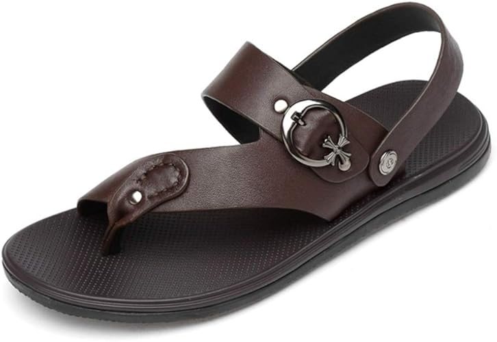 Amazon Dong オフィスサンダル メンズ 2way トングサンダル ストラップ 厚底 ビジネスサンダル フラットサンダル 滑りにくい 職場 コンフォート スリッパサンダル 屈曲性 ビーチサンダルお出かけ 革サンダル カジュアルサンダル Dong ビーチサンダル