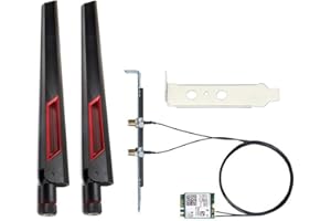 10Dbi Antenna Wi-Fi 6E AX210 Bluetooth 5.3 5374Mbps 2.4Ghz 5Ghz 6Ghz 802.11ax/ac M.2 2230 Key E Desktop Kit Wireless Adapter 