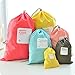 Muryobao Set of 4 Nylon Waterproof Drawstring Bags Folding Sport Home Travel Toys Storage Use Brown