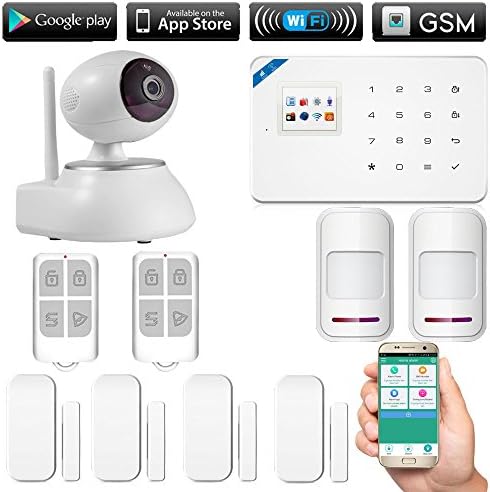 Fuers Wireless WIFI GSM Touch Keypad Home Office Security Alarm System DIY Kit w/ 720P HD Pan/Tilt IP WIFI Camera IOS/Andrid Mobile App Remote Control