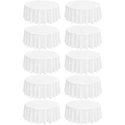 REWOMC 10 Pack Round Tablecloths - 90 Inch, White