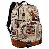 16.5 Inch Newspaper Pattern Urban Lightweight School Book Bag Backpack Daypack
