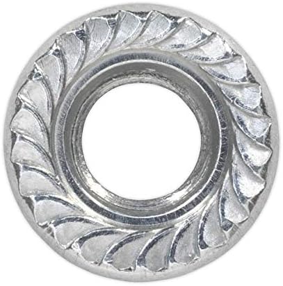 Sealey FN8 Flange Nut Serrated M8 Zinc DIN 6923 Pack of 100, Silver - Image 5
