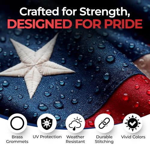 American Flag for Outside Heavy-Duty US Flag with Embroidered Stars Reinforced Material USA Flag Built for Outdoors Sewn Stripes UV Protection Brass Grommets (3x5 ft)
