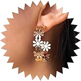 Jugielu Vintage Daisy Flower Hoop Earrings Gold Daisy Floral Earrings Floral Hoop Stud Earring Metal Flower Earring Blossom Stud Jewelry for Women