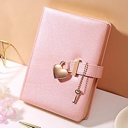 Heart Shaped Lock Diary with Key for Girls PU
