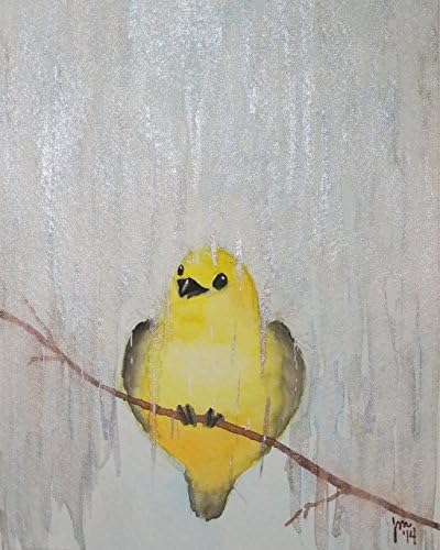 Art print, Yellow Bird in the Rain