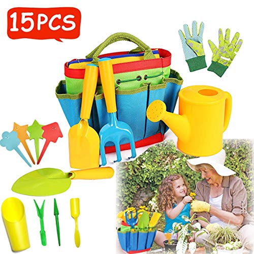 Kids Gardening Tools Set Kids Gardening Gloves Toddler Gardening Set Real Garden Tools For Kids Gardener Set Outdoor Toys Kids Gifts For Kids Boys Girls Gardening Kit With Tote Bag Dress Up Role Play