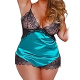 ILUCI Sexy Lingerie for Women for Sex Clearance Women's Lace Chemise Nighty Babydoll Plus Size Sleepwear Dress (XXXL, Green)
