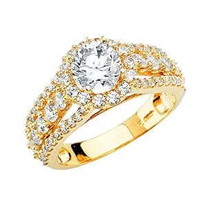 Sonia Jewels 14k Yellow Gold Cubic Zirconia CZ Engagement Ring Size 10 ...