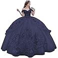 Mauuwy 3D Floral Quinceanera Dresses Ball Gown Puffy Sparkly Tulle Sweet 16 Dresses Off Shoulder Lace Princess Dress Y120