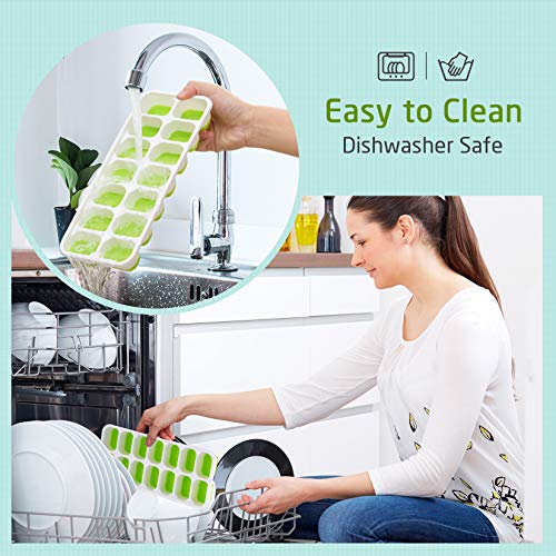 OMORC Cube EasyRelease Silicone and Flexible 14Ice Trays with Spill