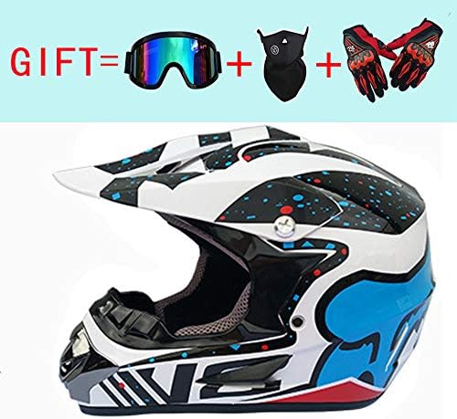 EIEI Dual Sports SUV Helmet Adult MX Off-road Motorcycle Am Mountain Bike Full Face Helmet (Glove Goggles Mask 4-piece Set)