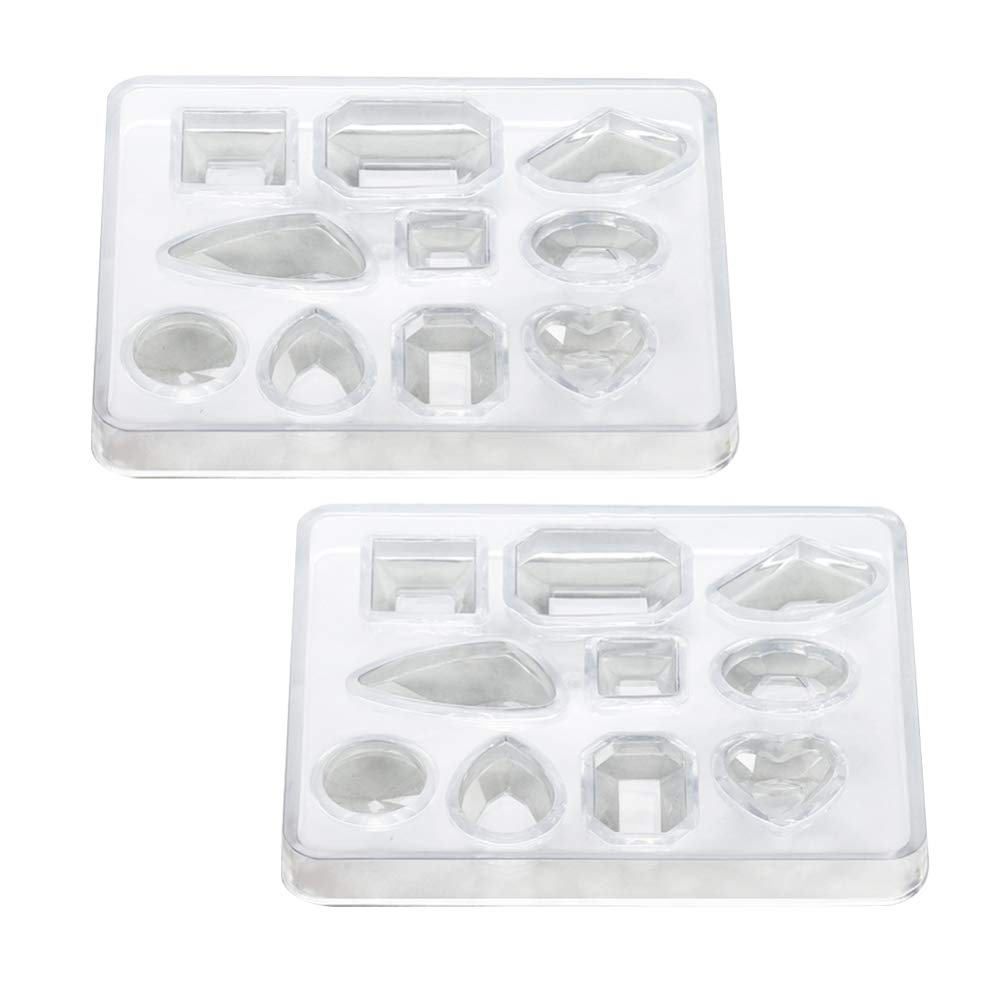 EXCEART Clear Epoxy Resin Casting Mold 2Pcs Gem Stone Silicone Moulds Craft Jewelry Making Art Projects Pendant Molds