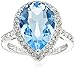 Sterling Silver Swarovski Elements Aquamarine Color Crystal and Clear Crystal Pear Shape Ring, Size 6