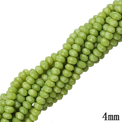 4mm Assorted Crystal Beads Faced Glass Beads Crystal Rondelle Bead,150pcs (Grass green)