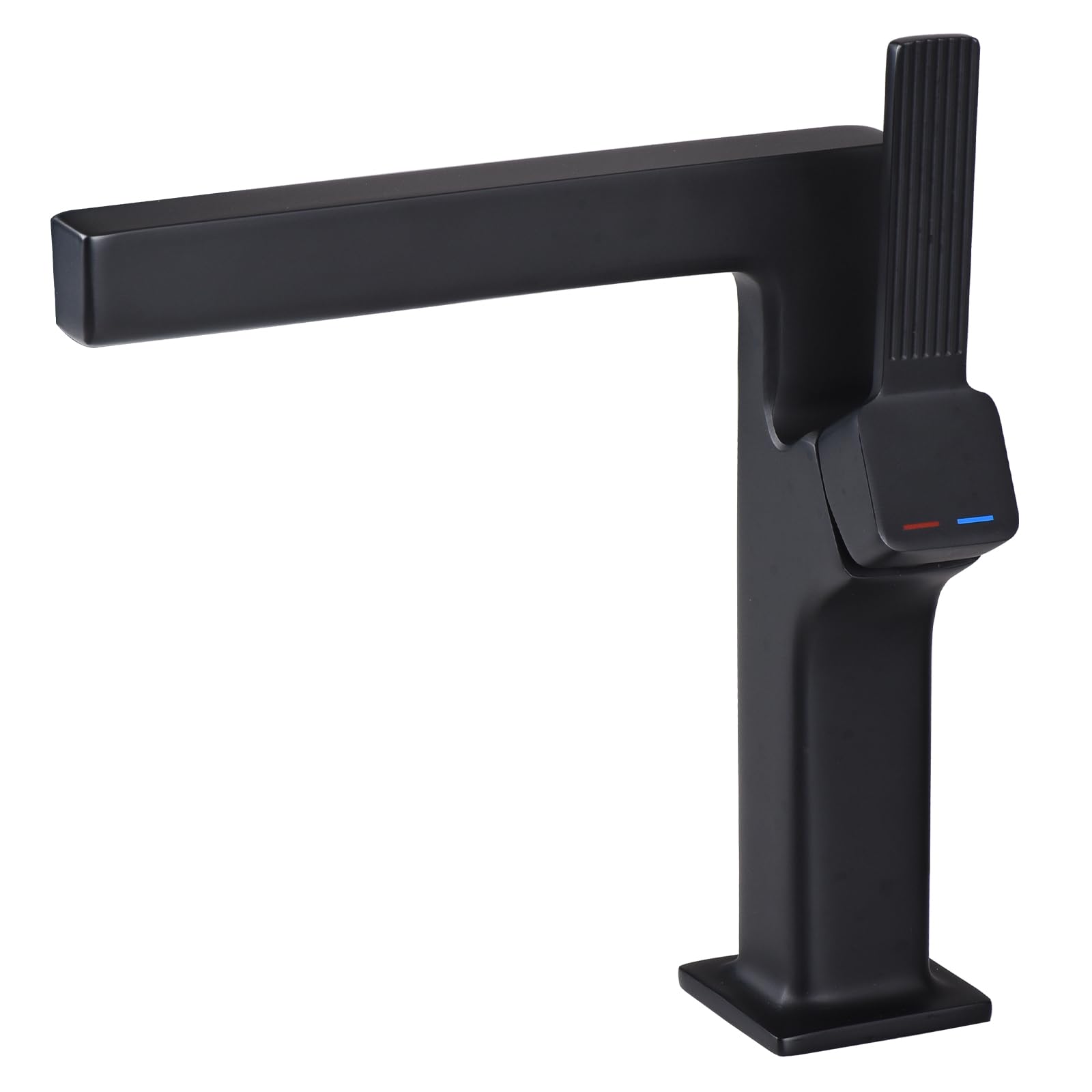 Photo 1 of HMEGAO Matte Black Waterfall Bathroom Faucets 1 Hole, Lavatory Faucet, Solid Brass Single Handle Basin Mixer with 2 Supply Lines for Restroom Guestroom RV Sink Vanity