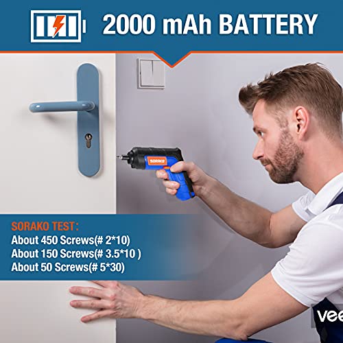 Akkuschrauber 3.6V, SORAKO 6N·m Drehmoment 2000mAh Li-Ion-Akku, 180RPM und USB-Ladekabel, Magnet Spindelarretierung mit… – Bild 7