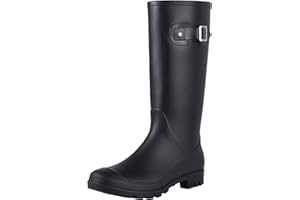 Evshine Women's Knee High Rain Boots - Narrow Calf - Fashion Waterproof Tall Wellies Rain Shoes