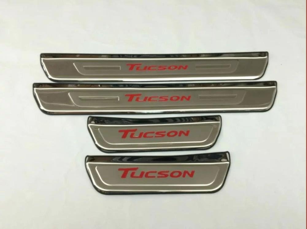 Carboson for Hyundai Tucson Accessories Red Door Sill Plates Pedal 4-pc Set 2016 2017