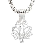 PH PandaHall 925 Sterling Silver Pearl Cage Pendant Bead Holder Gemstone Cage Charm Hollow Lotus Flower Locket Charm for 6mm Pearls Necklace Earrings Jewellery Making 0.86 Inch