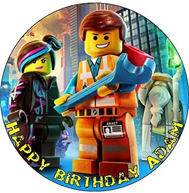 Lego Movie 7.5" Personalised Cake Topper on Icing, Wafer Paper or Card (Wafer Card)
