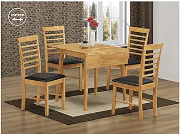The One Eiche Finish Esstisch Holz Massiv Set Hard Holz Ausziehbarer Esstisch Mit 4 Stuhle Esszimmer Mobel Amazon De Kuche Haushalt
