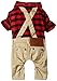 SMALLLEE_LUCKY_STORE Pet Clothes for Small Dog Cat Red Plaid Shirts Sweater with Khaki Overalls Pants Jumpsuit Outfits L