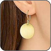 Gold Coin Dangle Leverback Earrings for Women Minimalist Chunky Circle Disc Drop Statement Earrings Trendy Tiny Round Earring Wedding Accessories