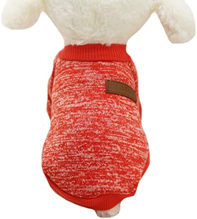 Gracefur Pet Clothes Classical Wool Wild Pet Sweater Comfortable Autumn Winter Warm Hoodies for Small/Medium Dogs Cat L Red