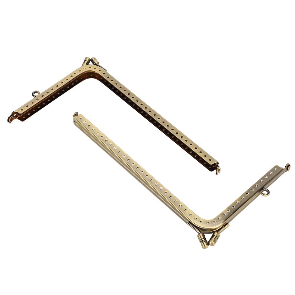 L-Shaped Purse Frame, Metal Alloy Bag Clasp Lock for DIY Handbag Making 2pcs 18.5cm 7.3in Durable Hardware for Custom Purse Organizer Tote Bags for Women