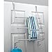 iDesign Classico Steel Over-The-Door Towel Rack with Storage Hooks - 16.75
