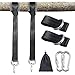Tree Swing Hanging Straps Kit - Holds 2000 lbs, 5ft Long Straps with 2 Tree Protectors; 2 Safer Lock Snap Carabiner Hooks Perfect for Tree Swing; Hammocks, Perfect for Swings (4000 Lbs) (Black)