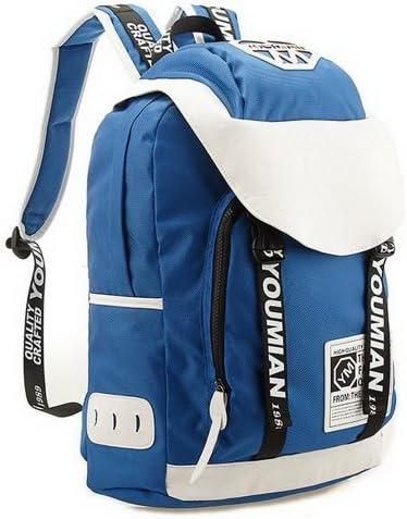 Koala Superstore Adult Backpack Canvas Sport Backpack for Girls Blue&White